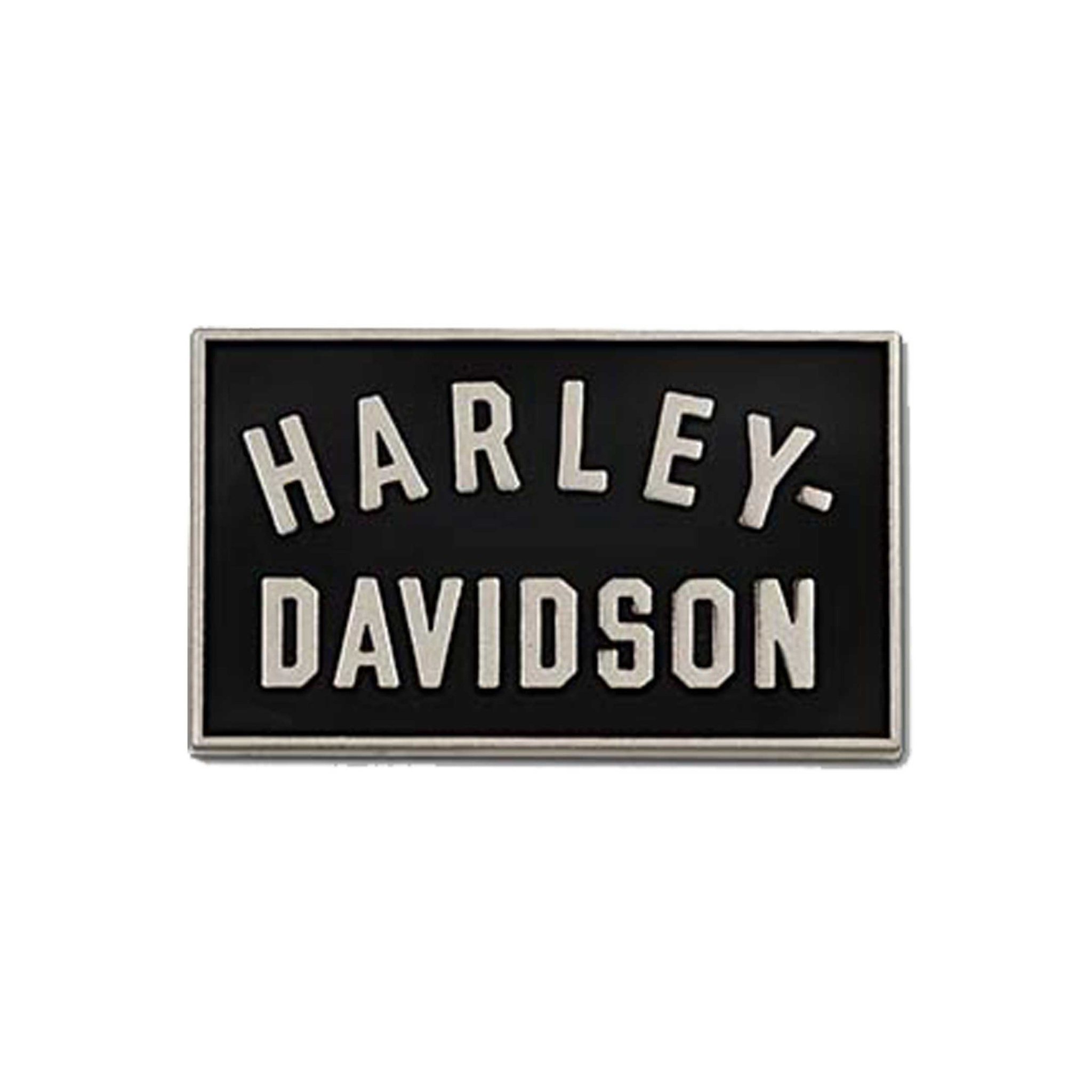 HarleyDavidson® 1.5 inch Minimal Black HD Metal Pin Antique Nickel