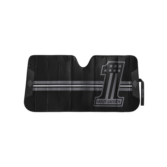 Harley-Davidson® Universal Accordion Auto Sunshade - #1 Americana Logo Matte Black