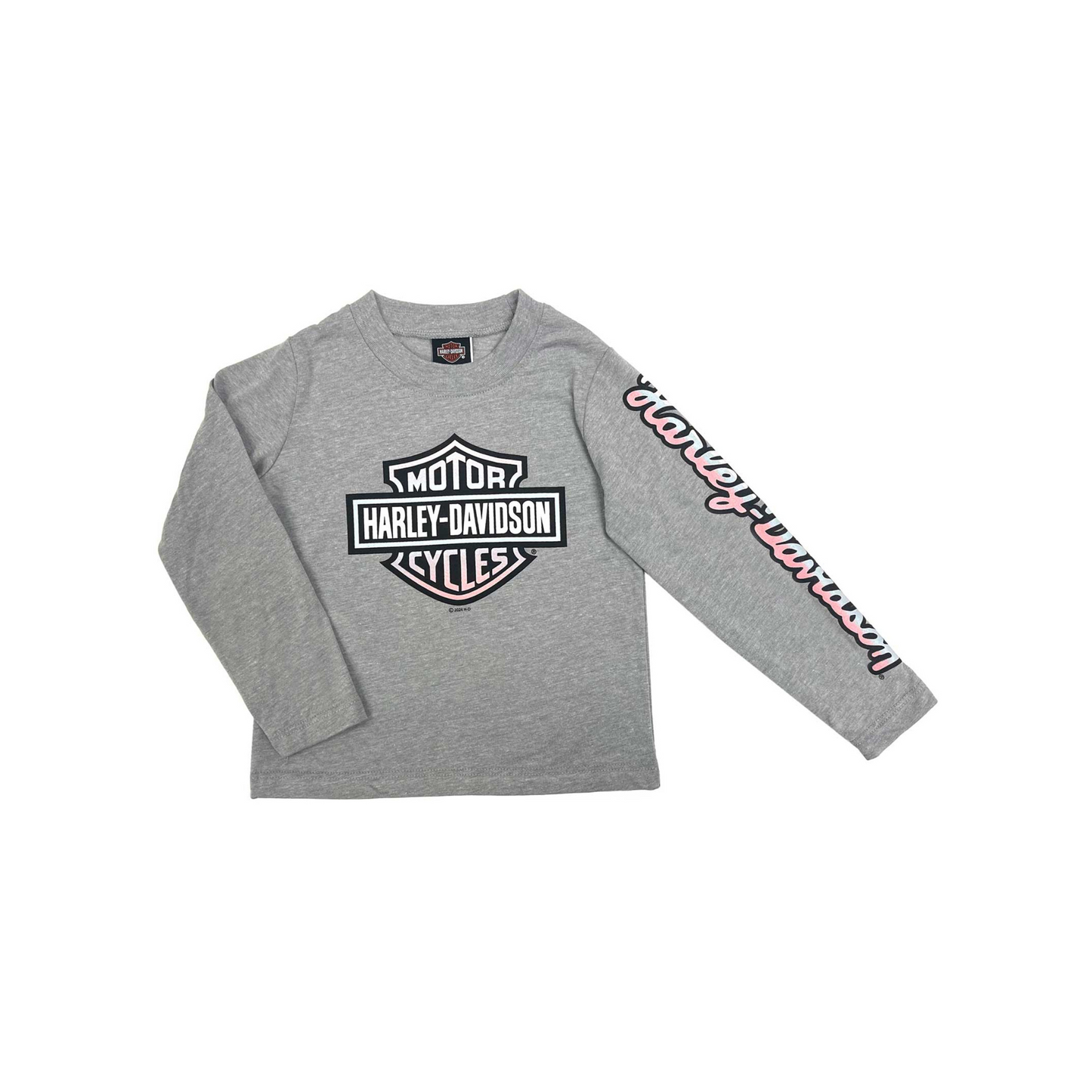 Harley-Davidson® Girls' B&S Super Soft Long Sleeve Tee - Heather Gray