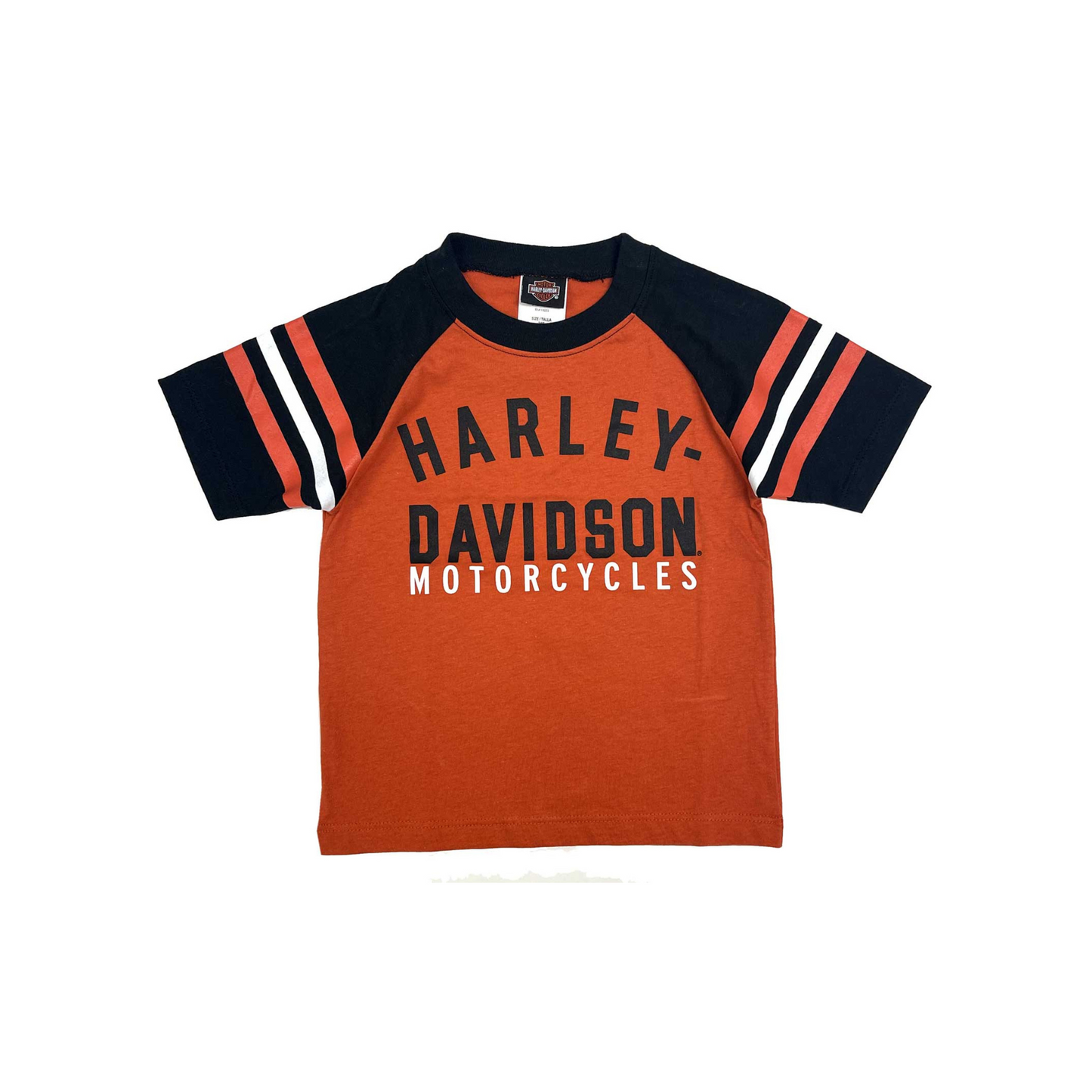 Harley-Davidson® Boys' Knit Raglan Short Sleeve Toddler Tee - Orange