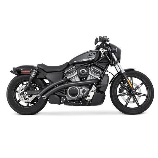 Radical Radius Exhaust - Black with Black End Caps. Fits Nightster 975 2022up.