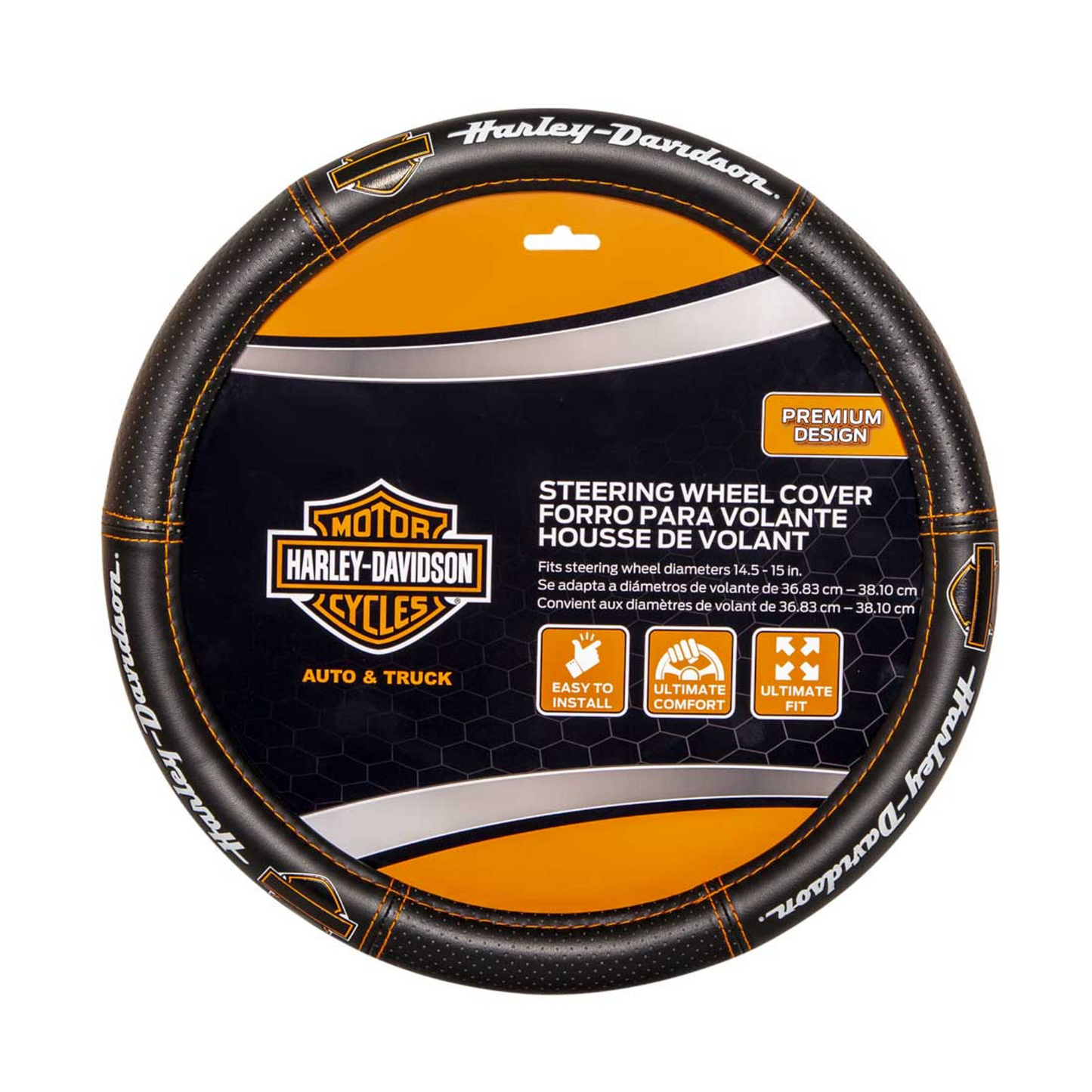 Harley-Davidson® Deluxe B&S Steering Wheel Cover w/ Contrast Stitching