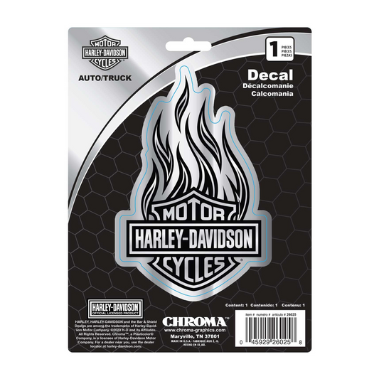 Harley-Davidson® Chrome Bar & Shield Logo Flames Decal