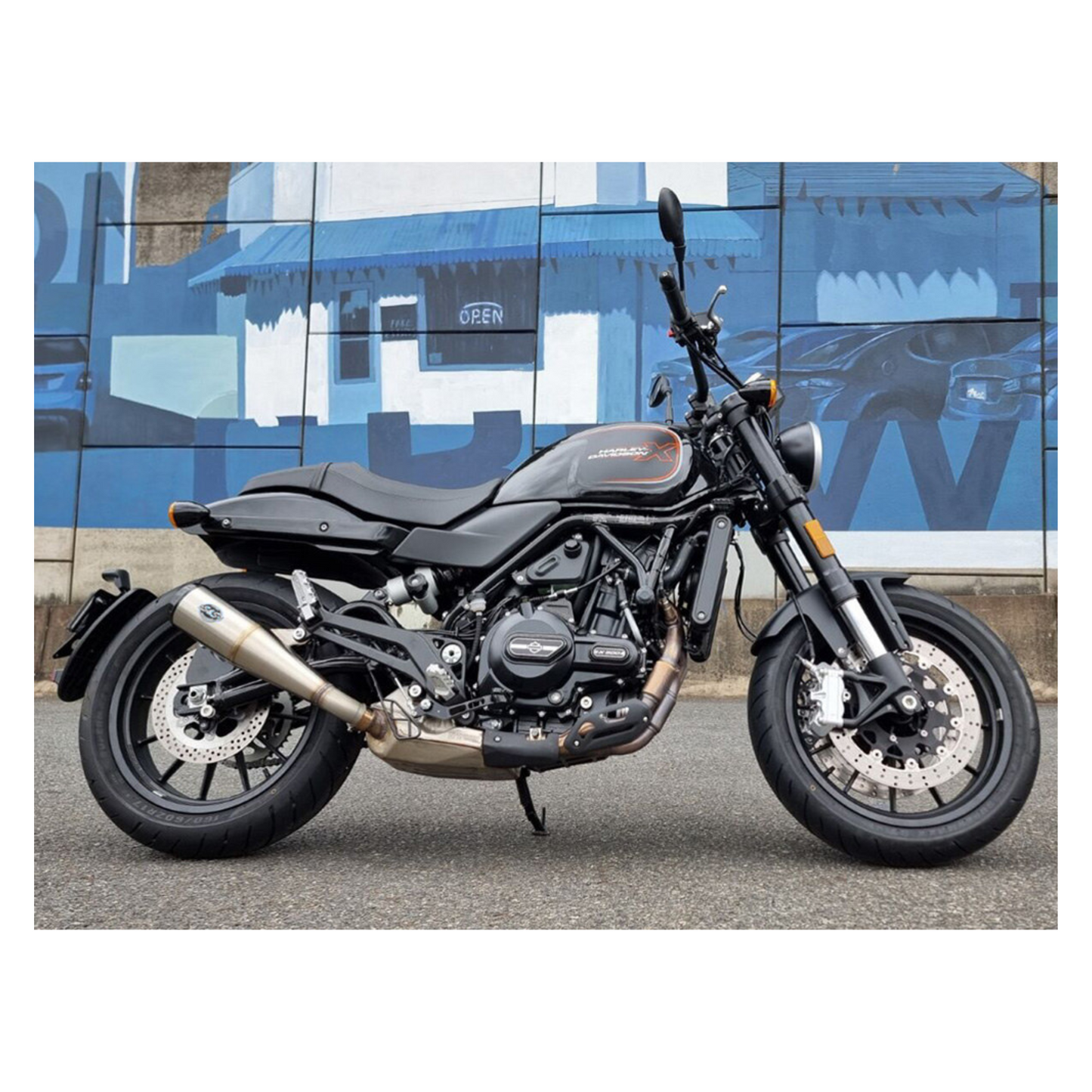 S&S 4in. Grand National Slip-On Muffler – Stainless Steel With Black End Cap. Fits X500 2023up