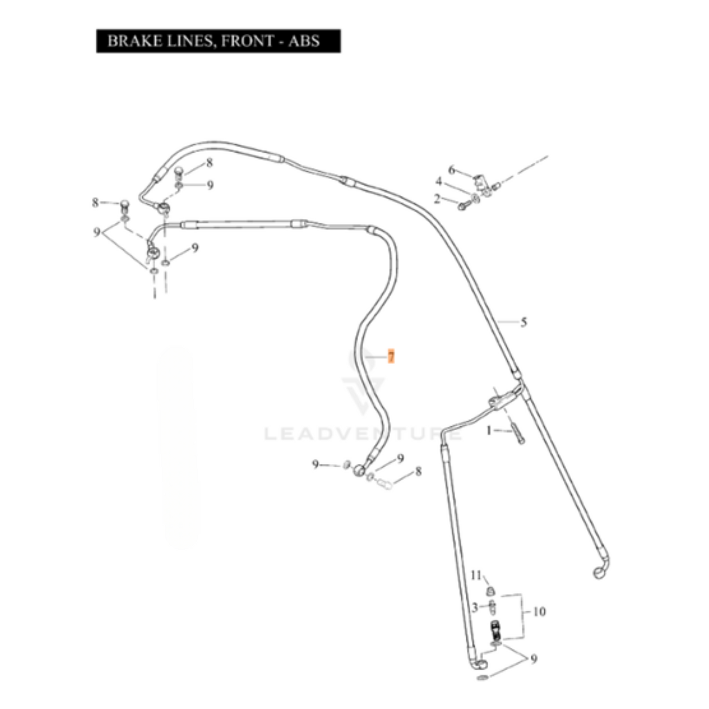 Harley-Davidson® Touring Front Brake Line - ABS Unit to Master Cylinder - '09-'13