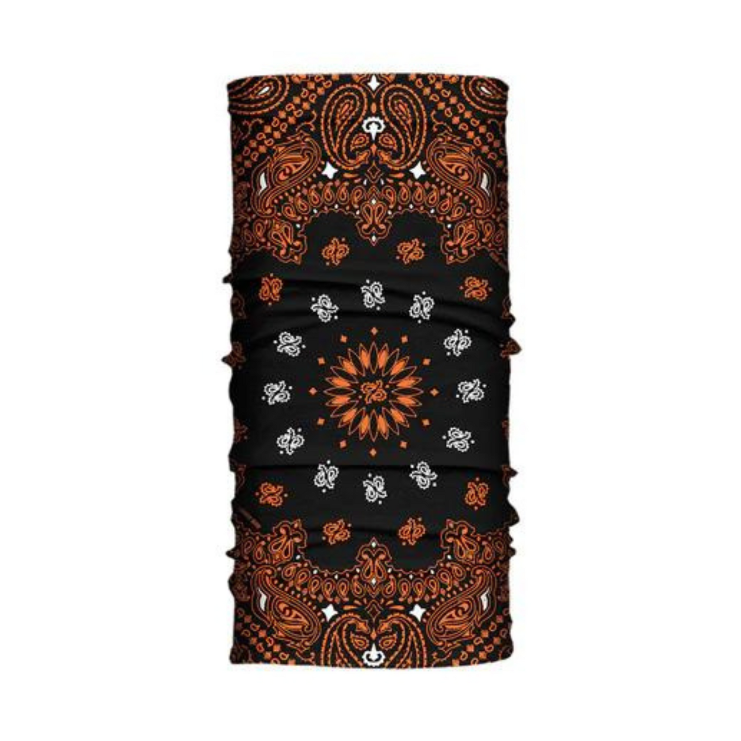 Hair Glove® Black & Orange Bandana Paisley Light Weight EZ Tube
