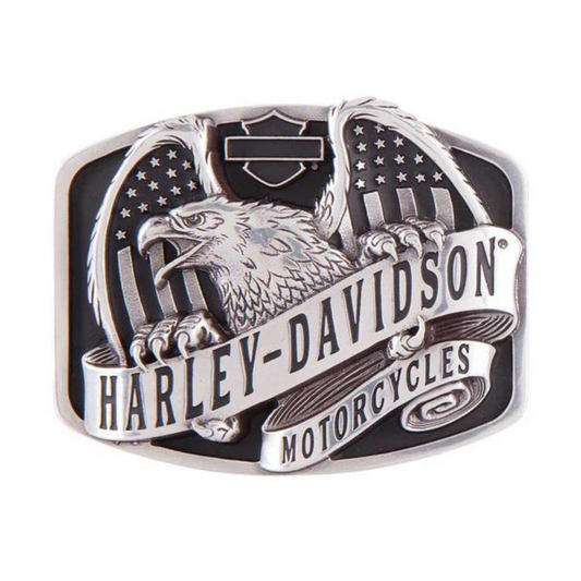 Harley-Davidson® Men's Eagle Wing Over America Belt Buckle - Antique Nickel Finish