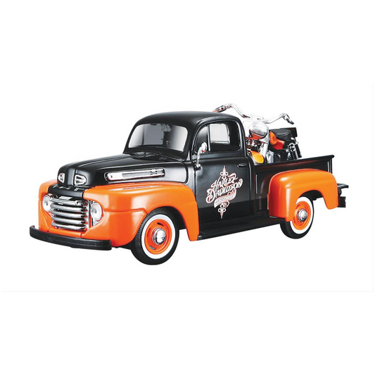 Harley-Davidson® 1:24 Pickup/Bike Model Combo - 1948 Ford F-1 Pickup w/ 1958 FLH Duo Glide