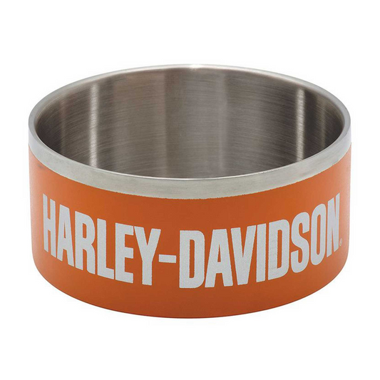 Harley-Davidson® Double-Wall Insulated Stainless Steel Dog Bowl Pet Water Bowl - Small - Orange