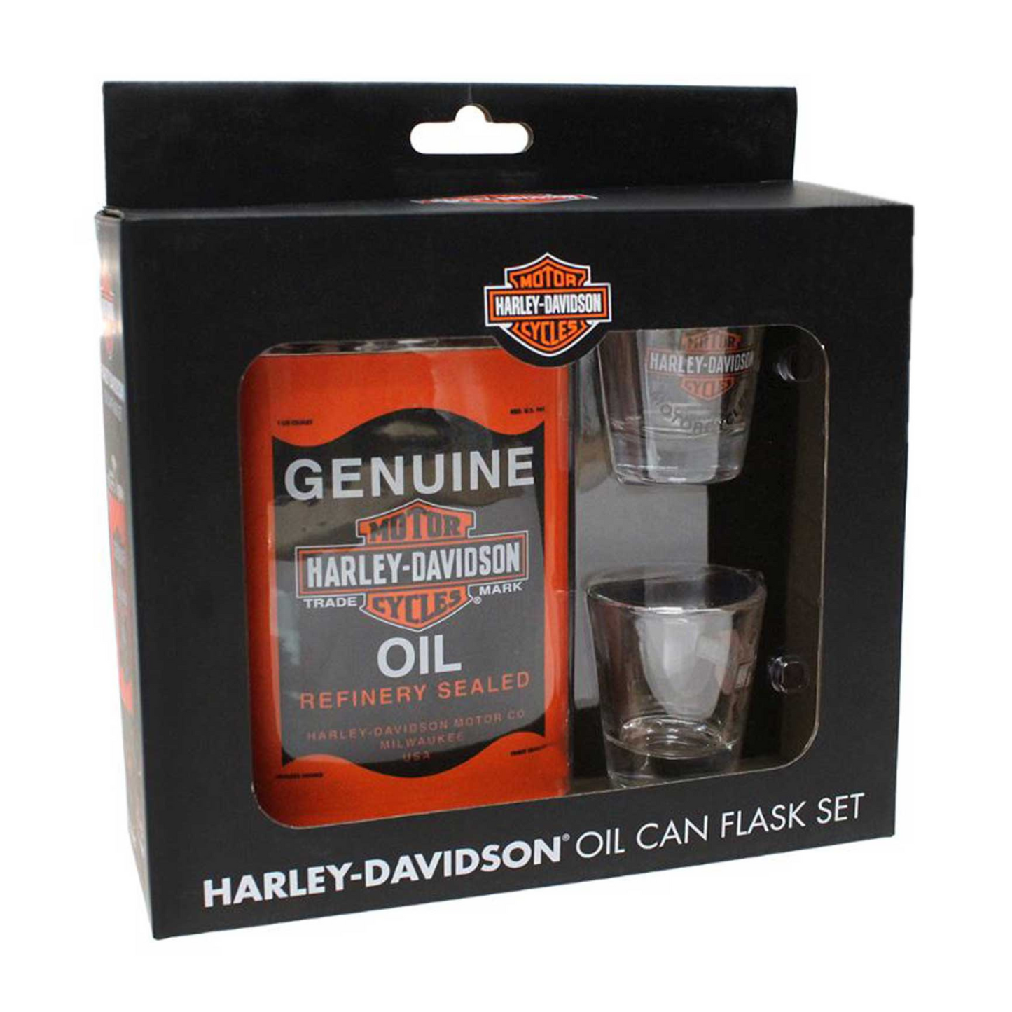 Harley-Davidson® Genuine Oil Can Hip Flask & Shot Glass Gift Set
