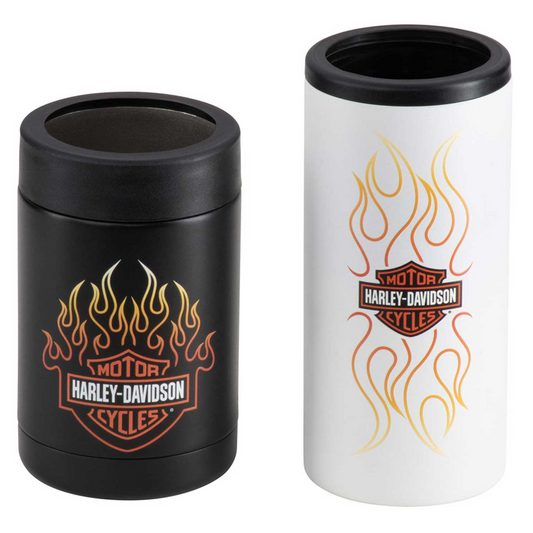 Harley-Davidson® Bar & Shield Flames Can Cooler Set - Insulated Stainless Steel