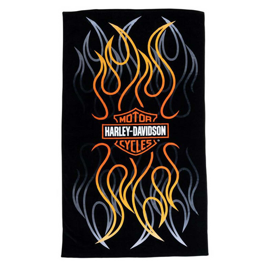 Harley-Davidson® Flames Bar & Shield Beach Towel