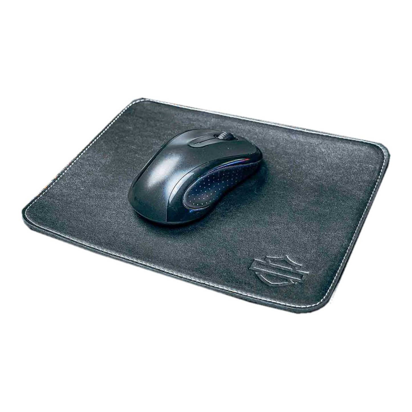 Harley-Davidson® Debossed Open Bar & Shield Mouse Pad - Black Faux Leather