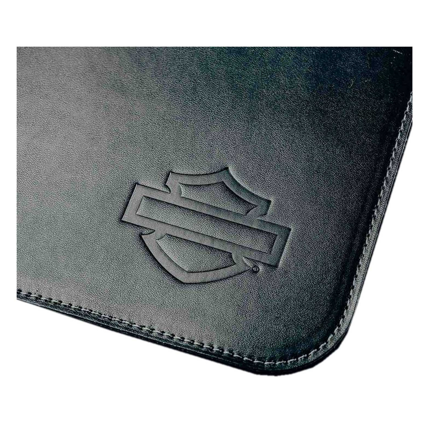 Harley-Davidson® Debossed Open Bar & Shield Mouse Pad - Black Faux Leather
