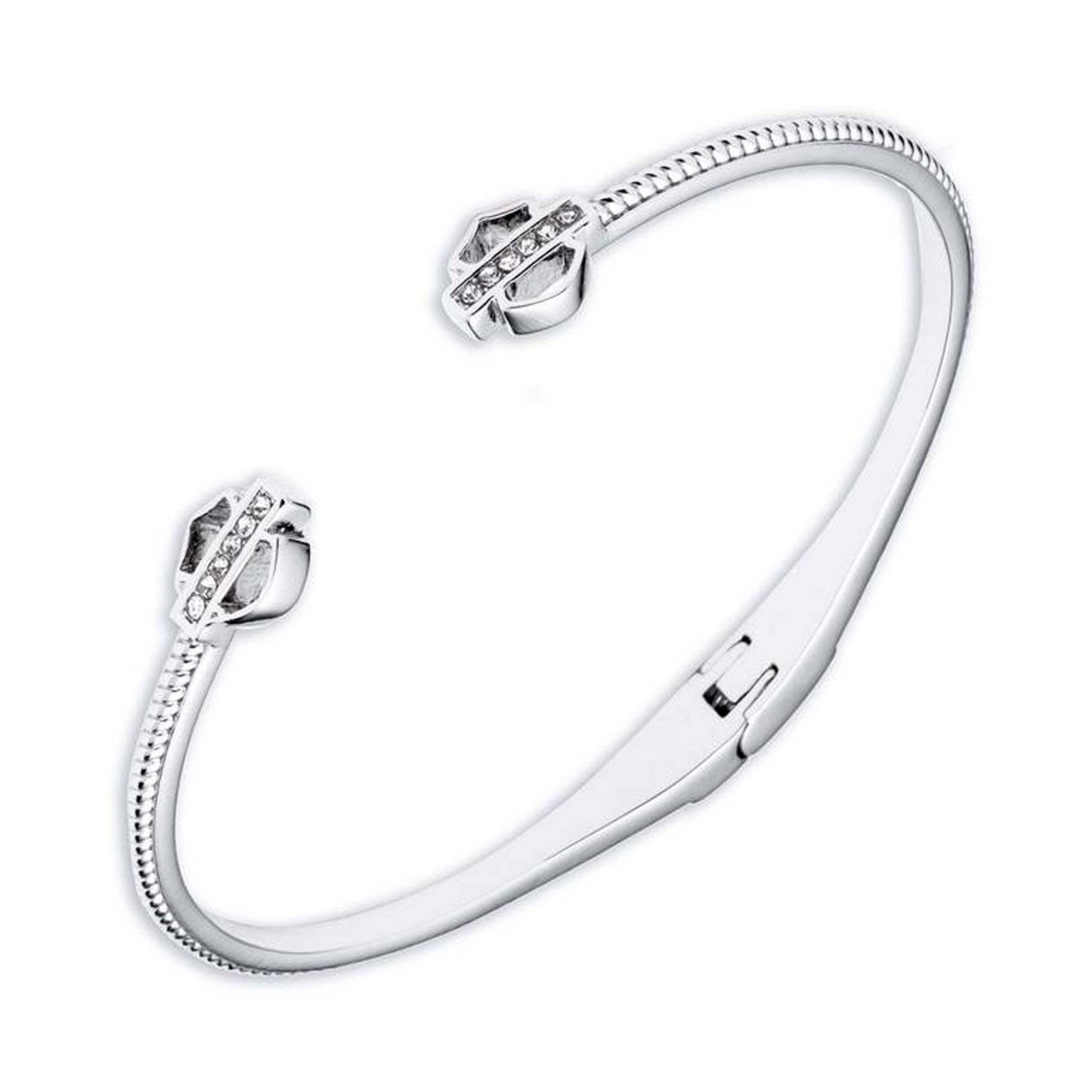 Harley-Davidson® Women's Bar & Shield Logo Hinged Bracelet - Stainless Steel