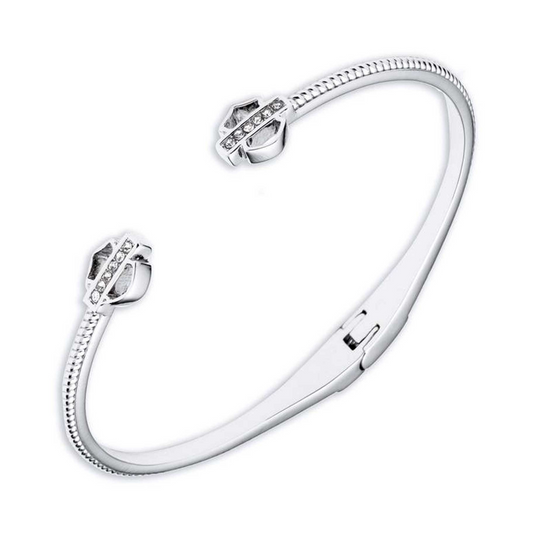 Harley-Davidson® Women's Bar & Shield Logo Hinged Bracelet - Stainless Steel