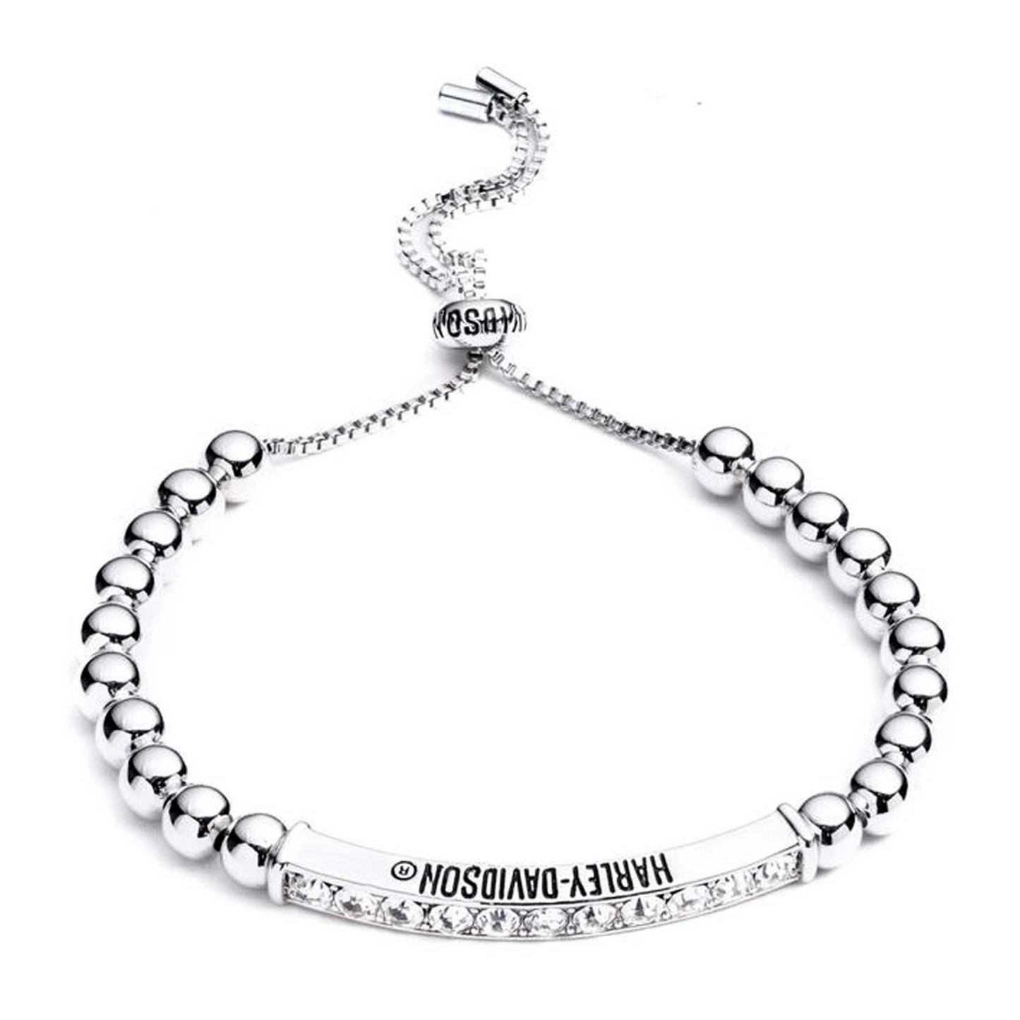 Harley-Davidson® Women's 10 in. Metal Bead & Stones Adjustable Slider Bracelet