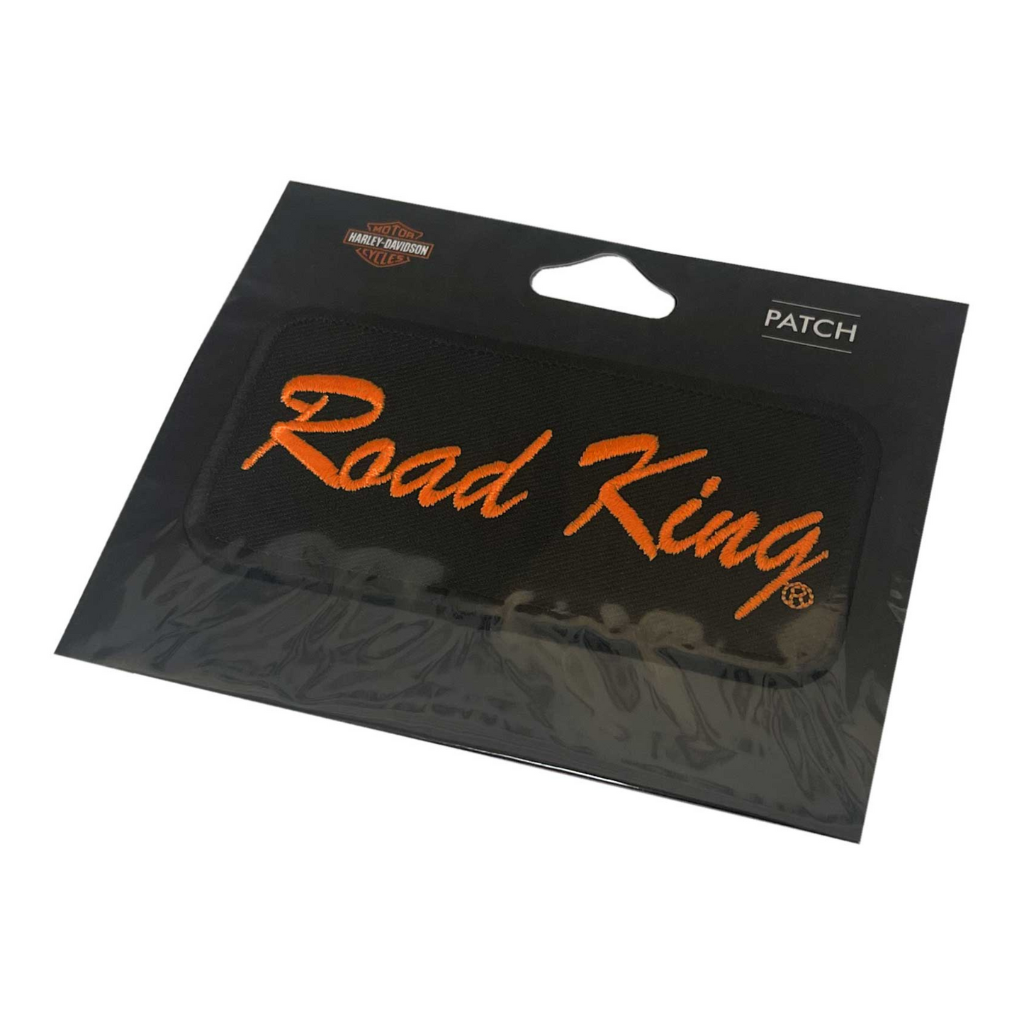 Harley-Davidson® 4 in. Embroidered Road King Emblem Sew-On Patch - Black/Orange