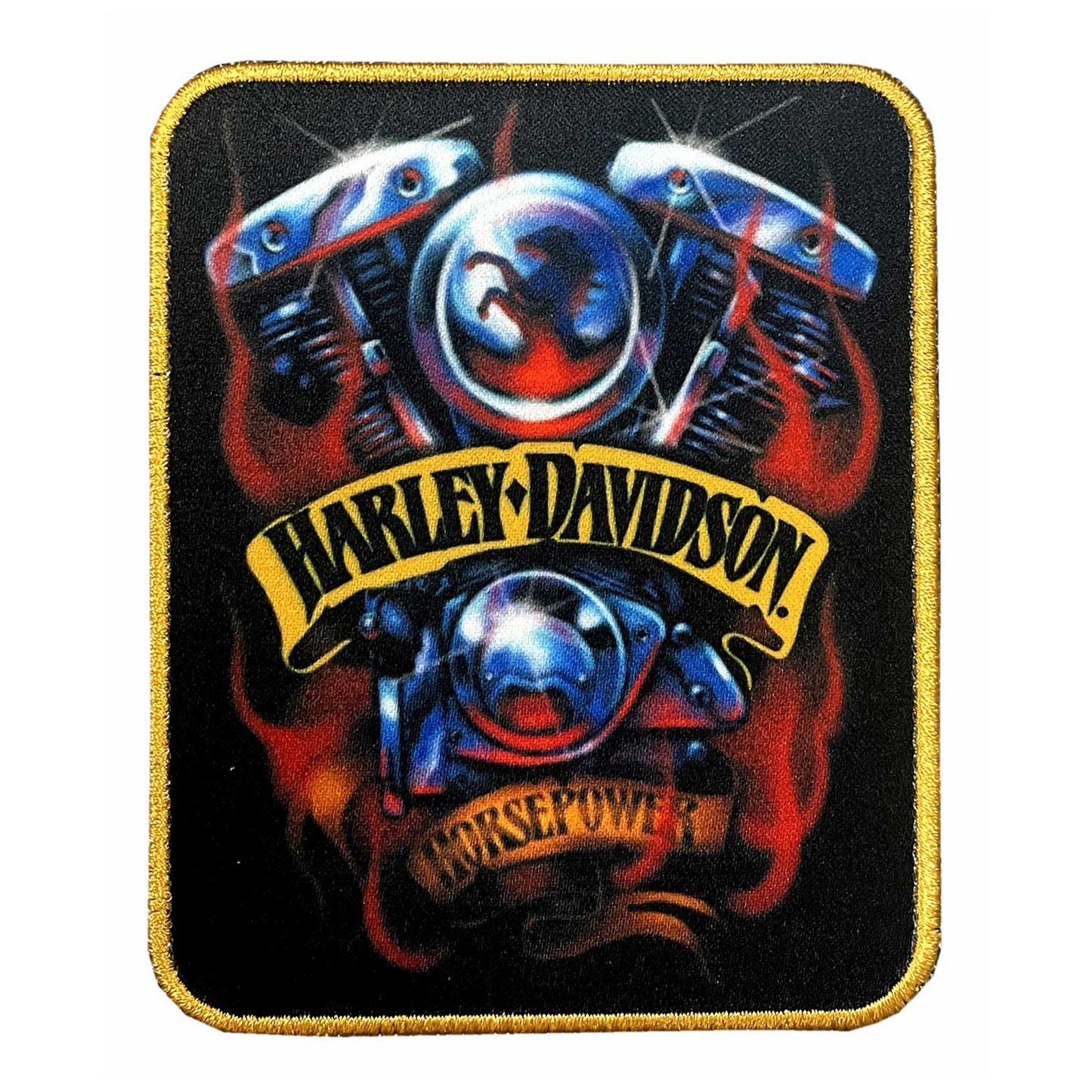 Harley-Davidson® 4 in. Embroidered Chrome Horsepower Emblem Sew-On Patch