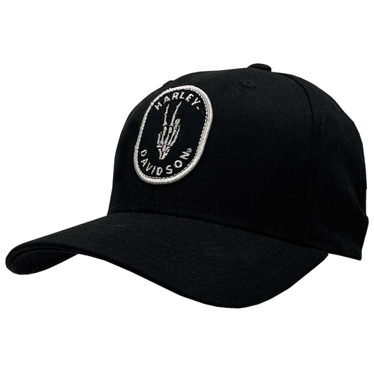 Harley-Davidson® Men's Peace Sign Stretch Fit Curved Bill Baseball Cap - Black