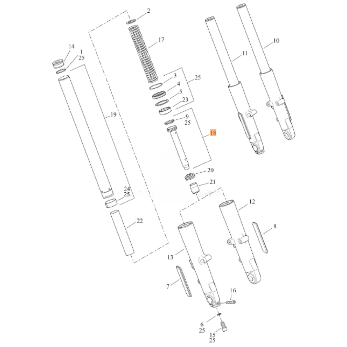 Harley-Davidson® Front Fork Seat Pipe Assembly - Milwaukee-Eight Touring