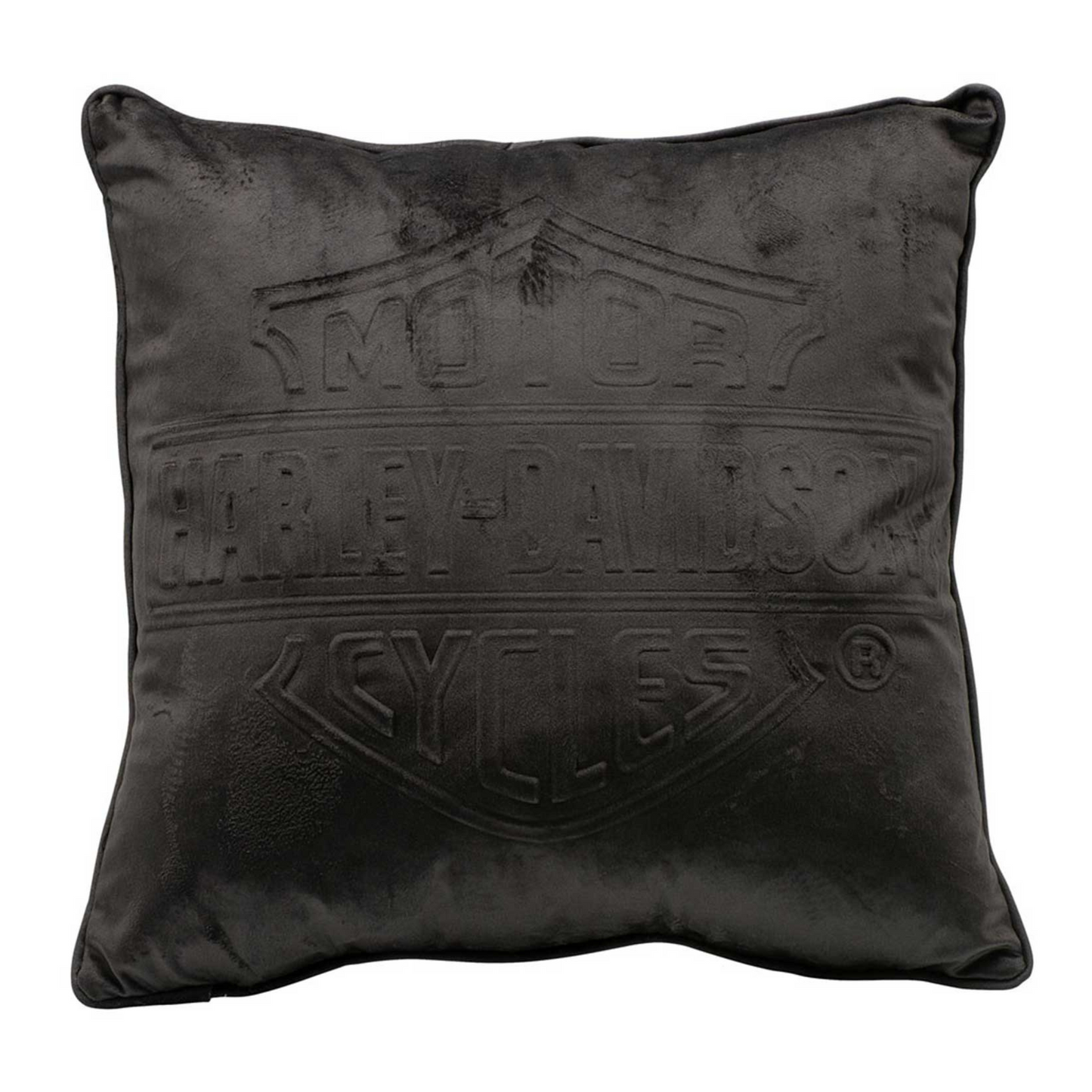 Harley-Davidson® Flames Embossed Bar & Shield Fleece Decorative Pillow - Black
