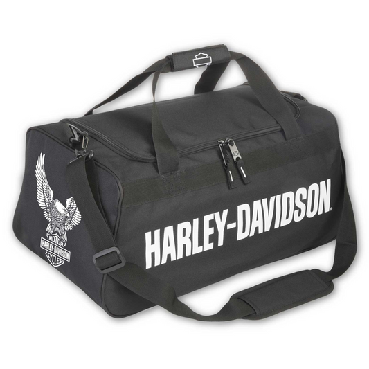Harley-Davidson® Eagle U-Shaped Zipper Rugged Graphic Duffel Bag – Black