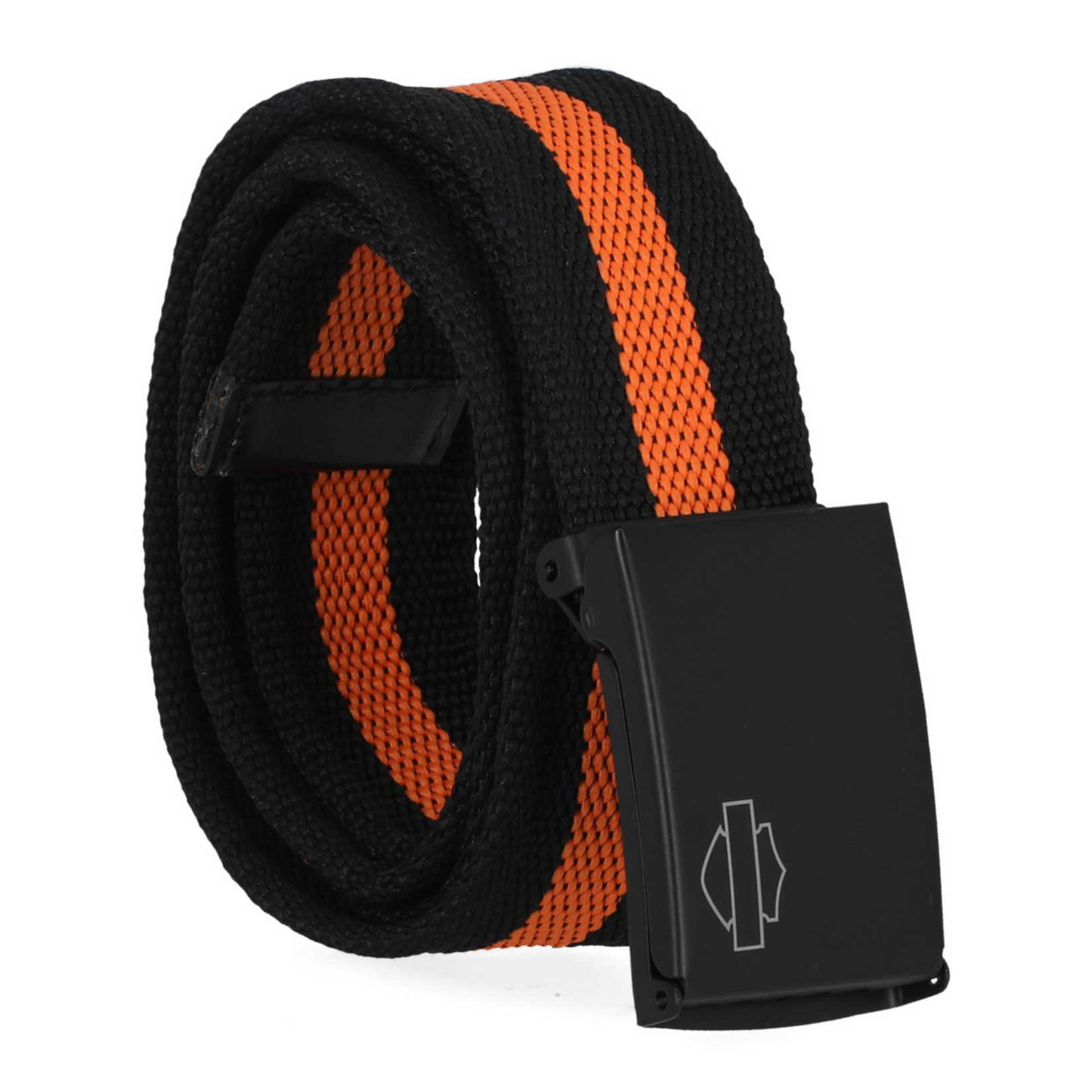 Harley-Davidson® Mens Tactical Gun Metal Bar & Shield Buckle Nylon Belt w/ Orange