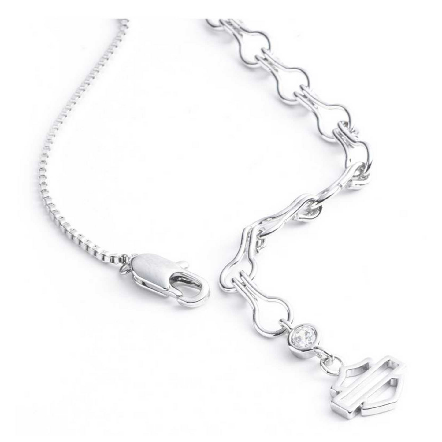 Harley-Davidson® Women's 16 in. Tiger's Eye Bar & Shield Logo Necklace - Silver