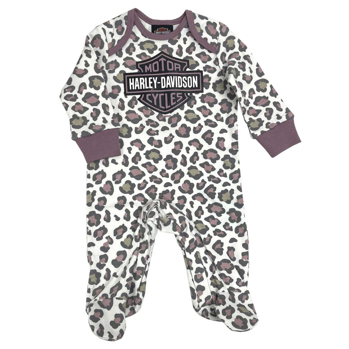 Harley-Davidson® Girls' Bar & Shield Cheetah Print Footed Coverall - Pink
