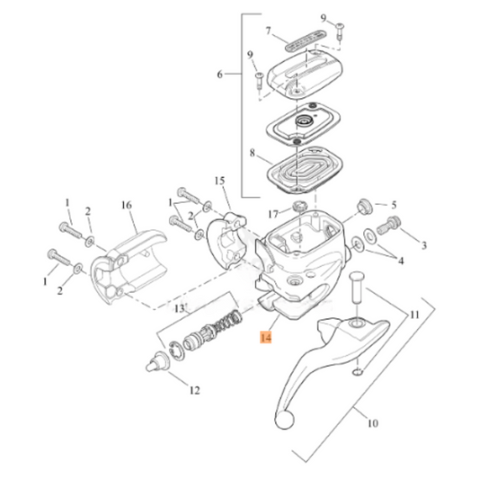 Harley-Davidson® Front Brake Master Cylinder - '19-'23 Touring Models - Silver Lever