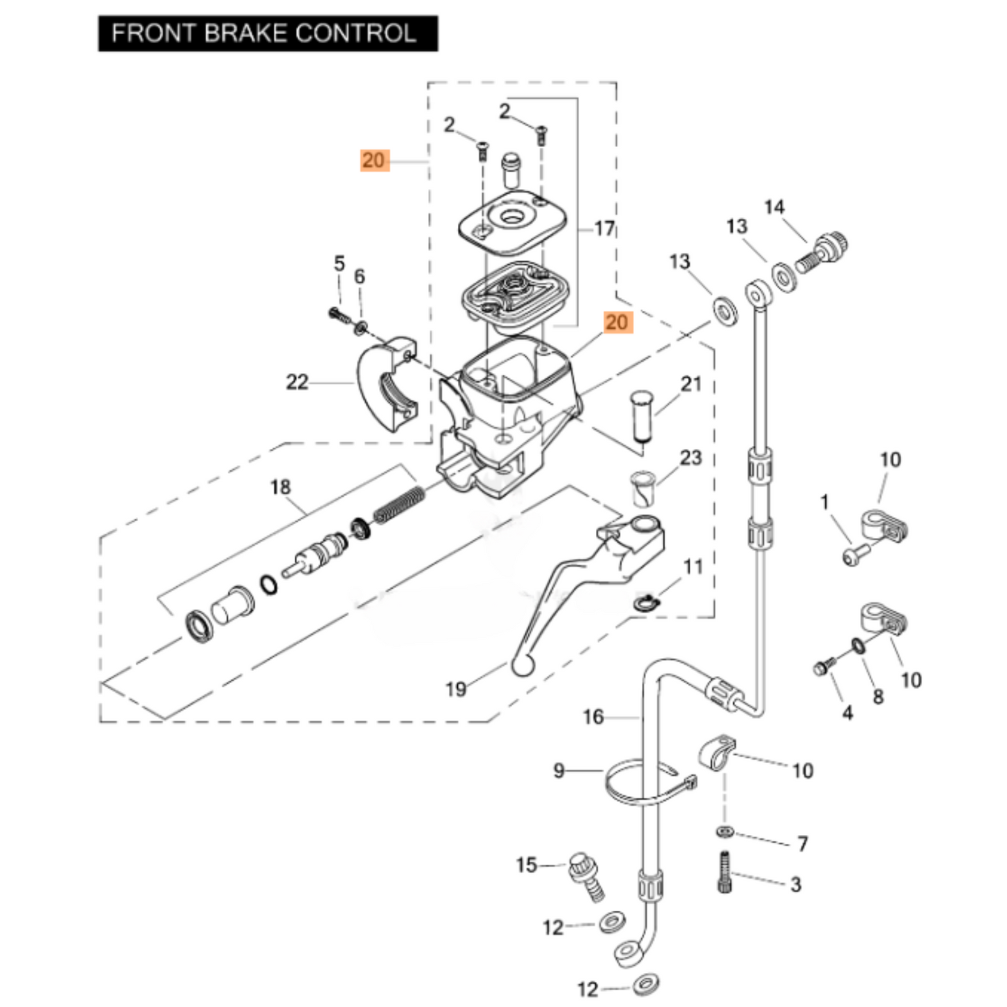 Harley-Davidson® Front Brake Master Cylinder - '08-'10 Dyna & Softail - Single Front Disc Models