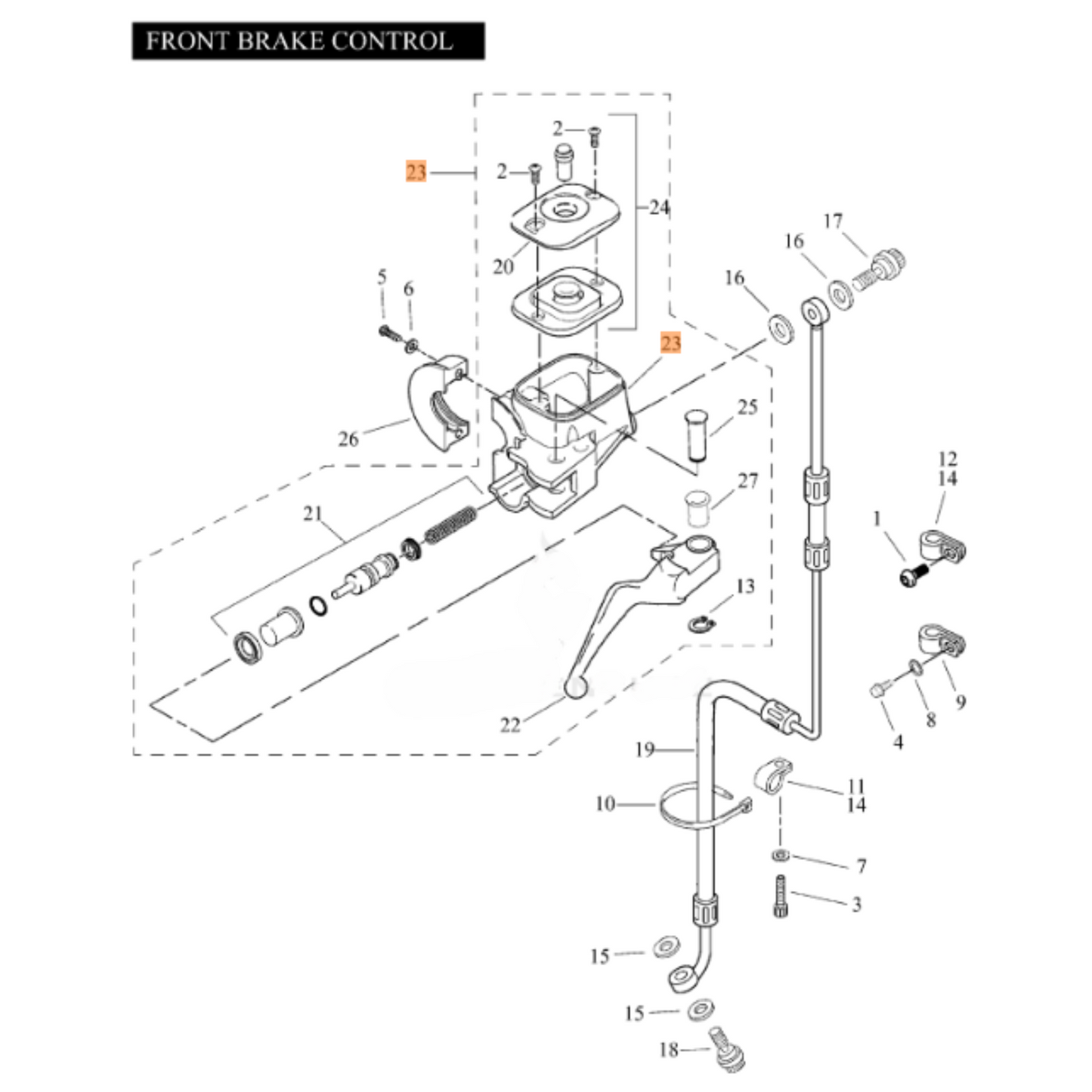 Harley-Davidson® Front Brake Master Cylinder - '96-'05 Dyna & Softail - Single Front Disc Models