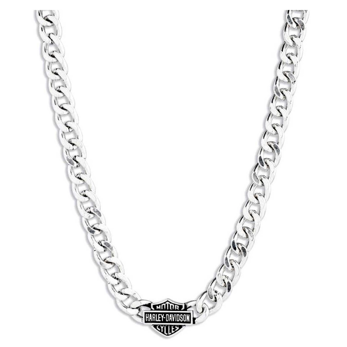 Harley-Davidson® Men's 22 in. Bar & Shield Pendant Curb Chain Necklace - Steel