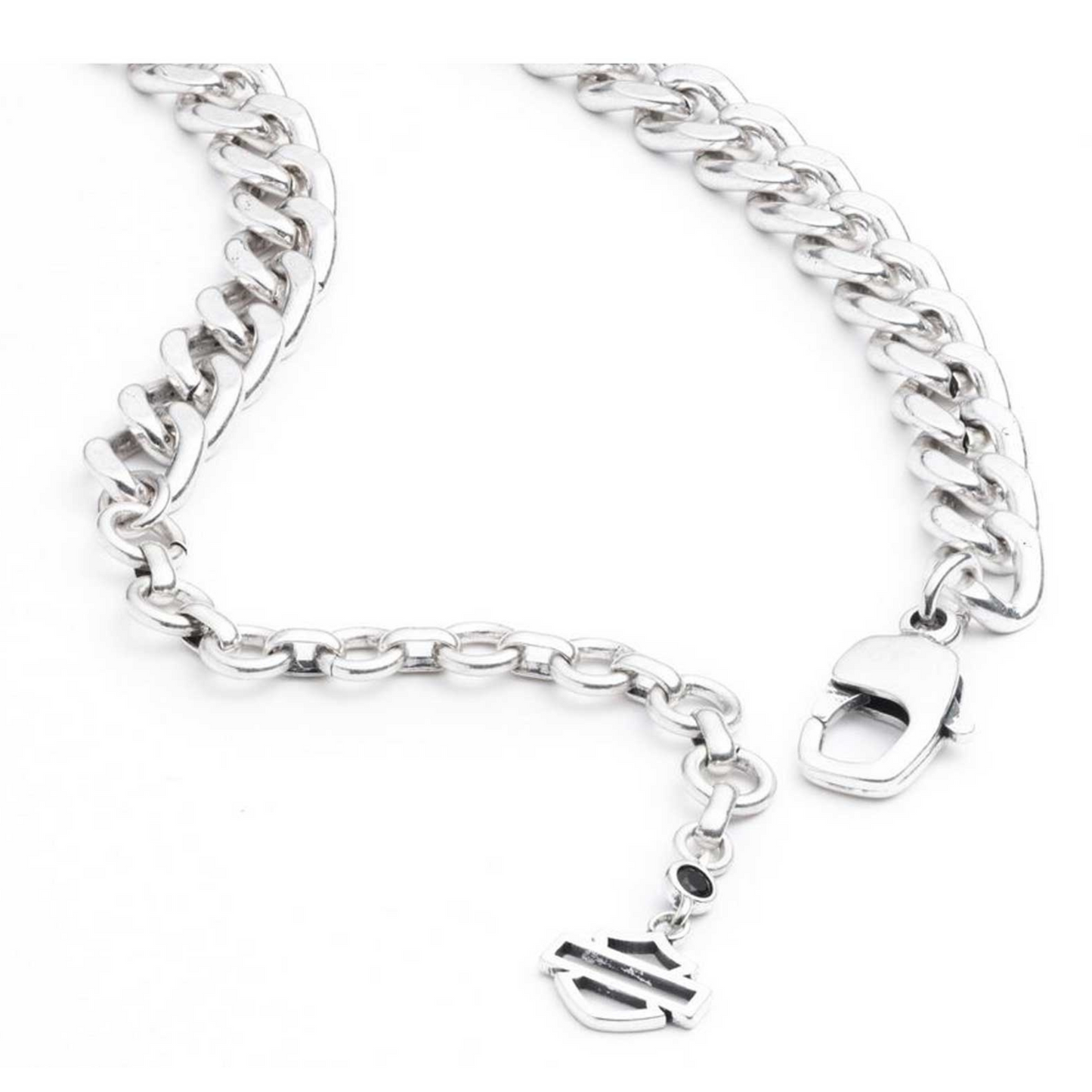 Harley-Davidson® Men's 22 in. Bar & Shield Pendant Curb Chain Necklace - Steel