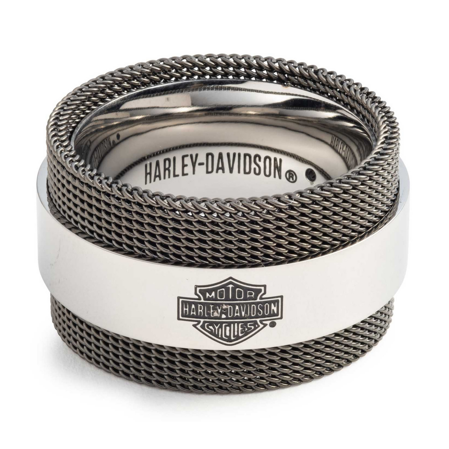Harley-Davidson® Men's Bar & Shield Logo Mesh Chain Ring - Stainless Steel