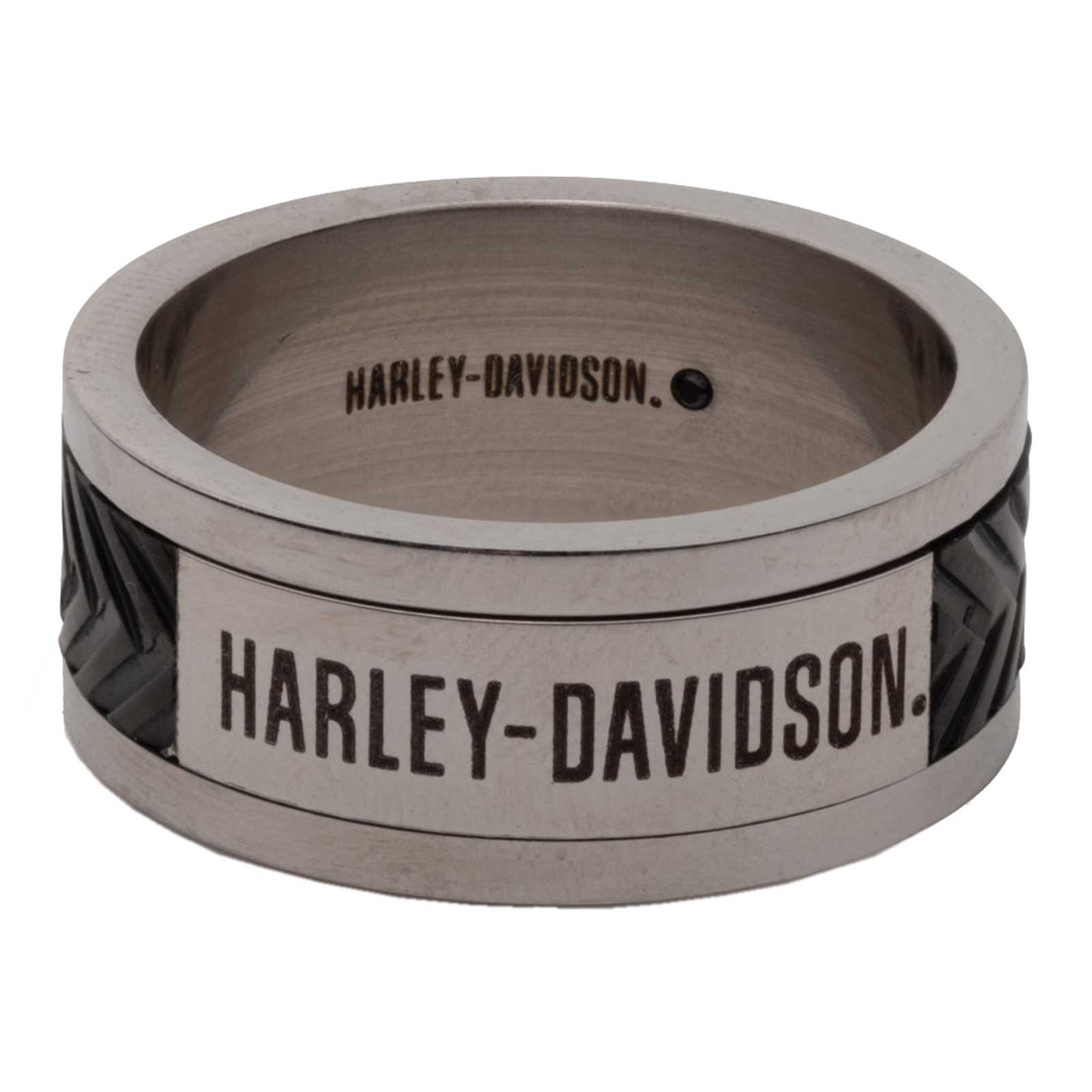 Harley-Davidson® Men's Tire Track H-D Script Band Ring - Stainless