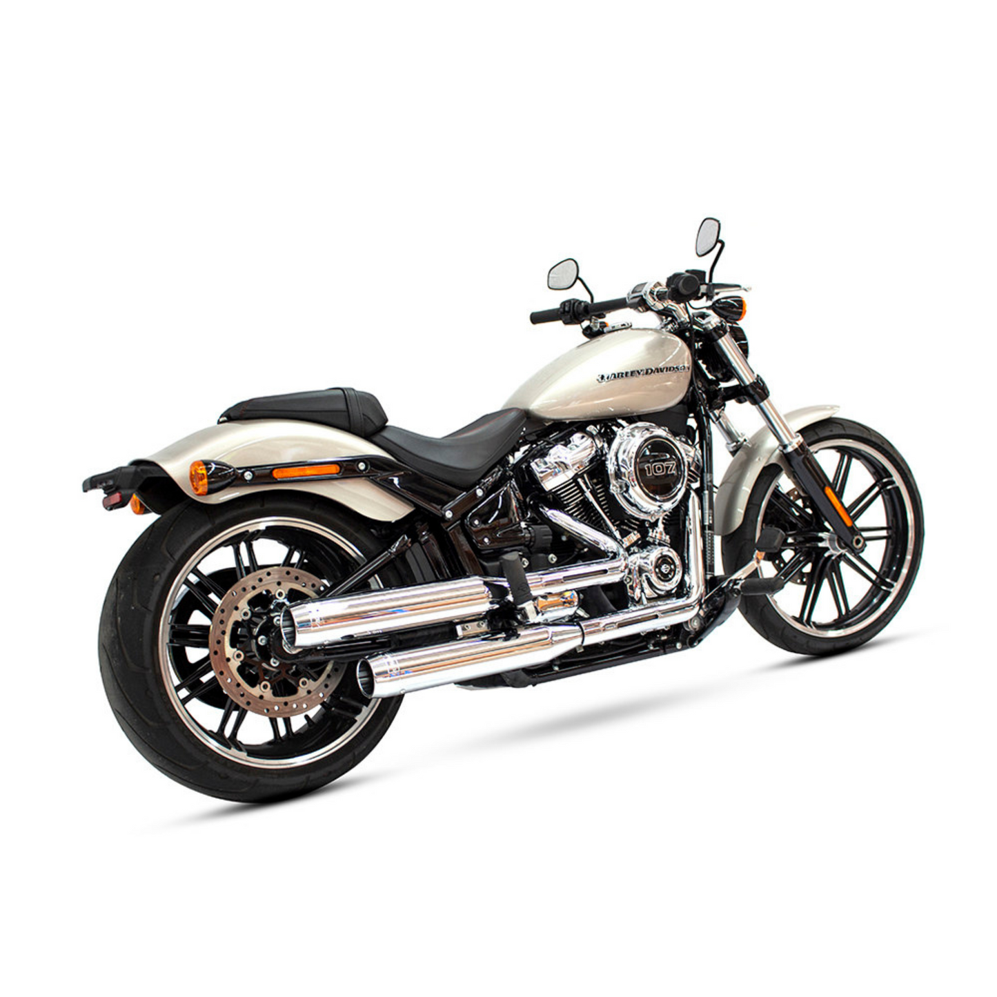 Rinehart Exhaust - 3-1/2in. Slip-On Mufflers – Chrome with Chrome End Caps