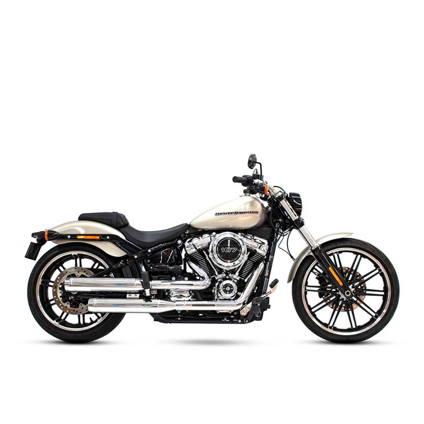 Rinehart Exhaust - 3-1/2in. Slip-On Mufflers – Chrome with Chrome End Caps