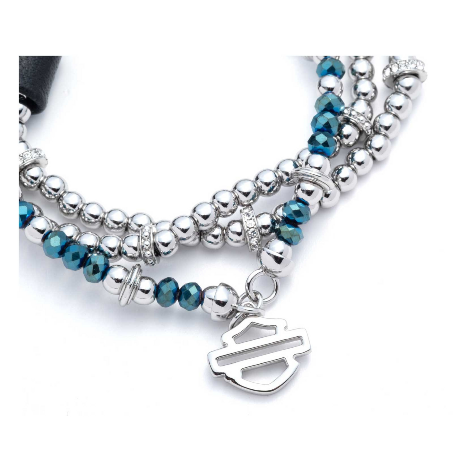 Harley-Davidson® Women's Bar & Shield Charm Bead Stretch Bracelets - Set of Three