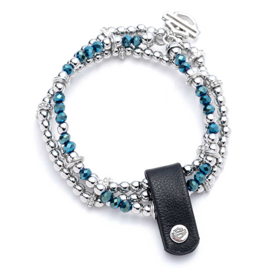 Harley-Davidson® Women's Bar & Shield Charm Bead Stretch Bracelets - Set of Three