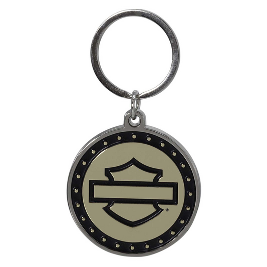 Harley-Davidson® Silhouette Bar & Shield Logo Coin-Style Key Chain - Gold/Black