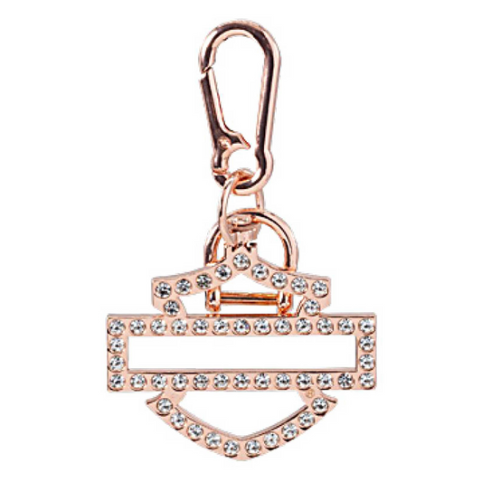 Harley-Davidson® Silhouette Embellished Bar & Shield Logo Key Chain - Rose Gold