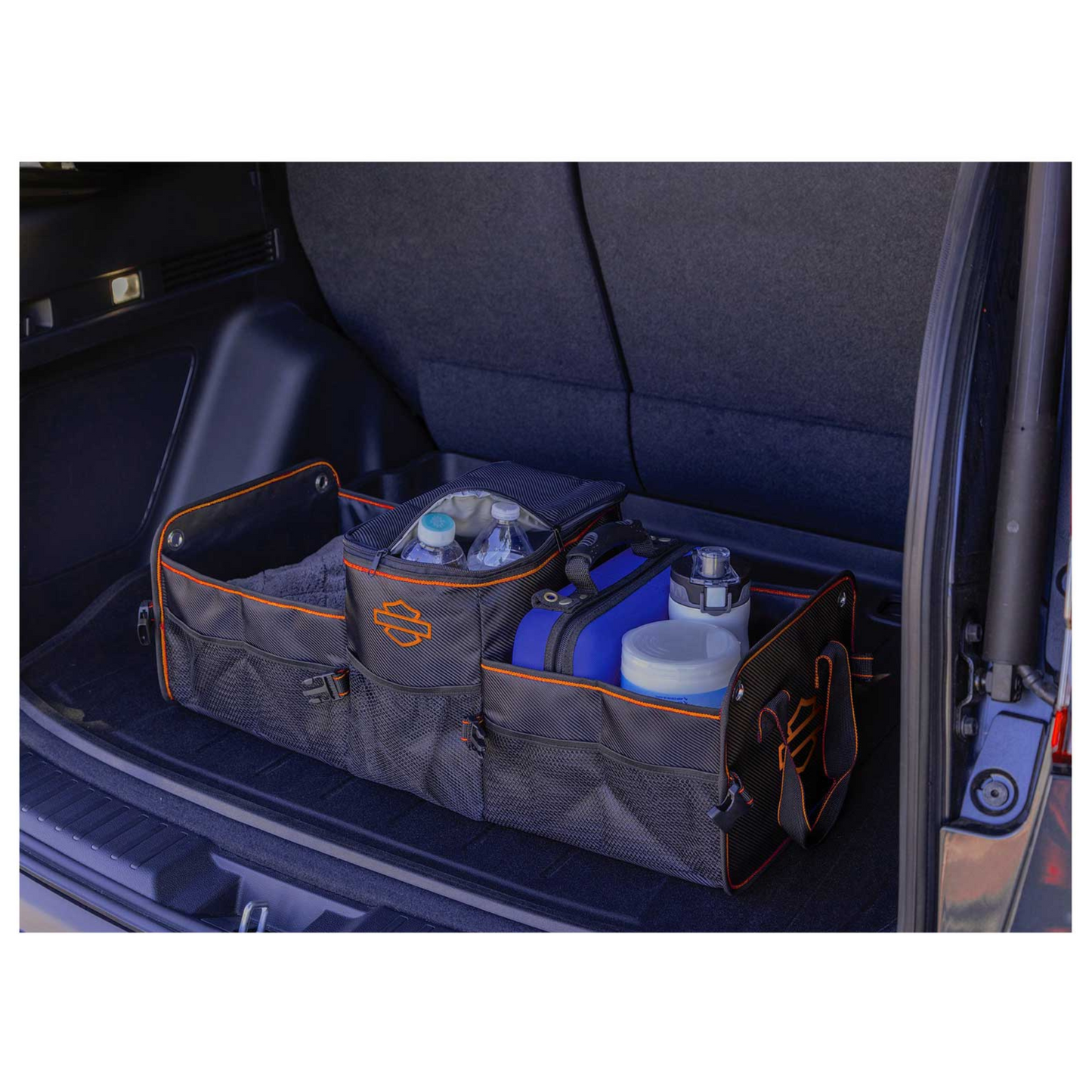 Harley-Davidson® Collapsible & Portable Trunk Organizer - Silhouette Orange Logo