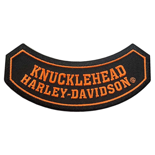 Harley-Davidson® 5 in. Embroidered Knucklehead Rocker Emblem Sew-On Patch - Black