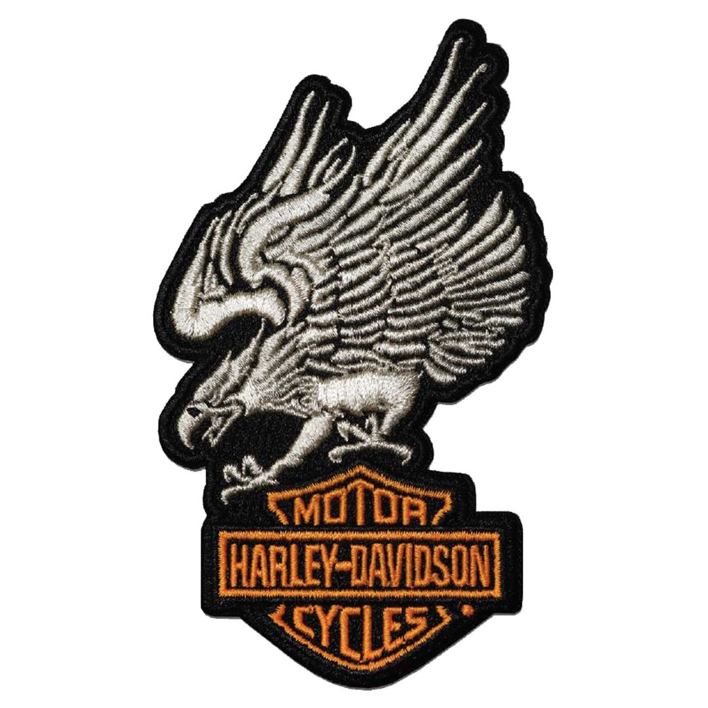 Harley-Davidson® 5 in. Embroidered Shield Hunter Emblem Sew-On Patch - Black