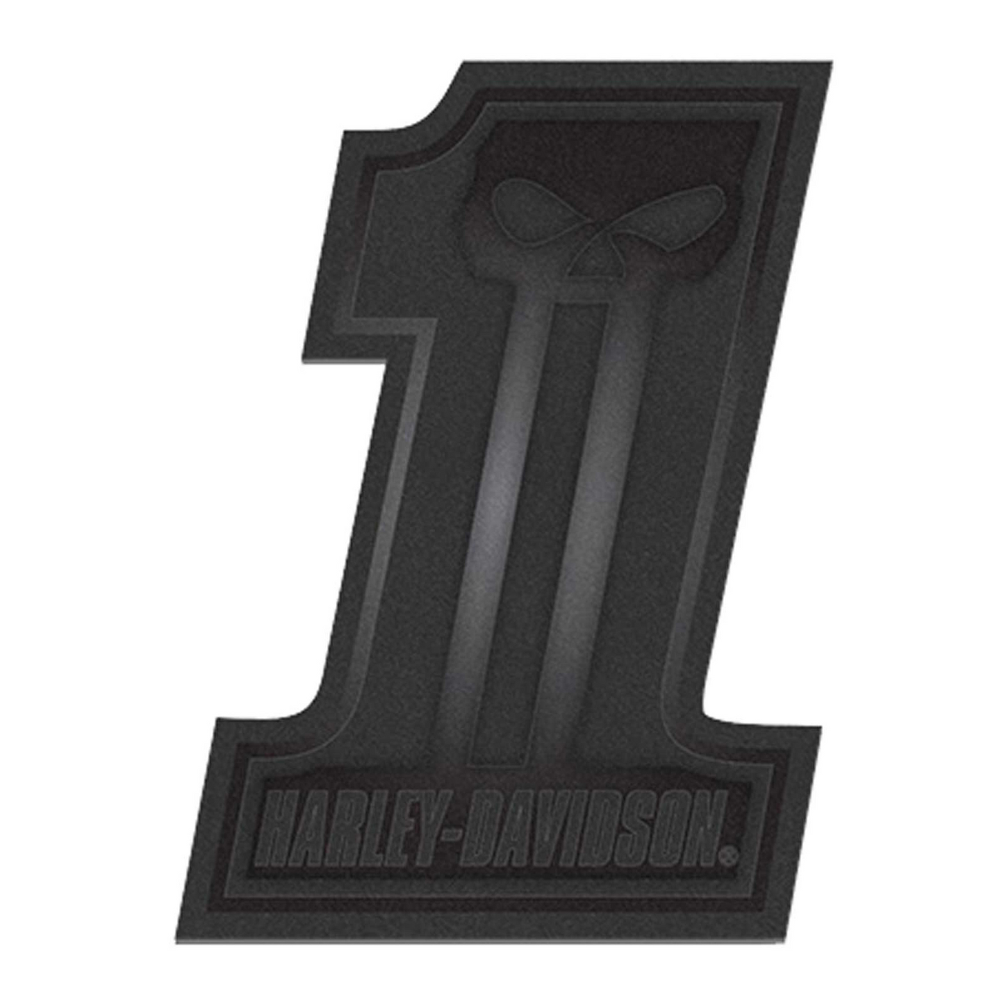 Harley-Davidson® 4 in. Leather Dark Custom #1 Skull Emblem Sew-On Patch - Black