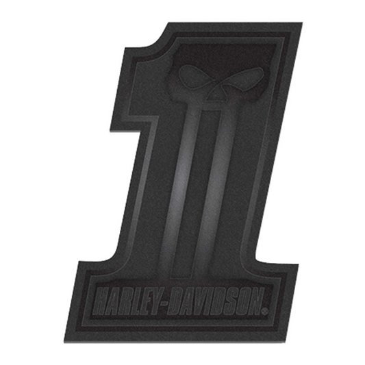 Harley-Davidson® 4 in. Leather Dark Custom #1 Skull Emblem Sew-On Patch - Black