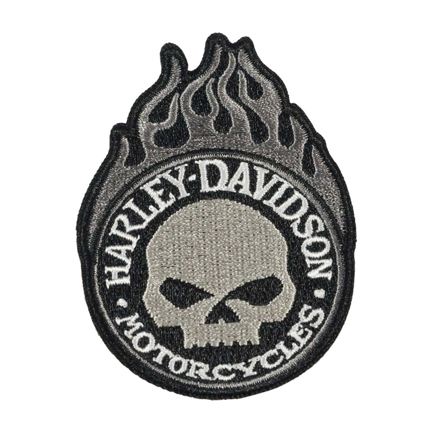 Harley-Davidson® 3 in. Embroidered Willie Flame Emblem Sew-On Patch - Black