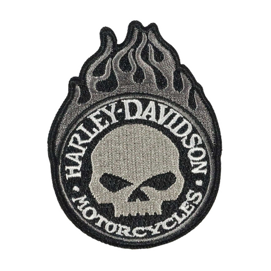 Harley-Davidson® 3 in. Embroidered Willie Flame Emblem Sew-On Patch - Black
